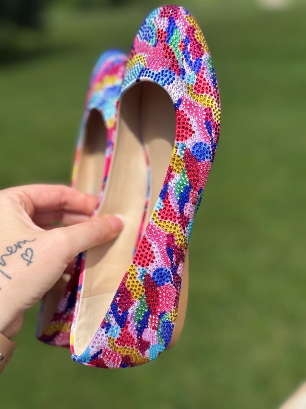 Alex Marie Rhinestone Ballet Flats 8M Rainbow Y2K Coquette Glam Chic 3802 - Picture 6 of 8